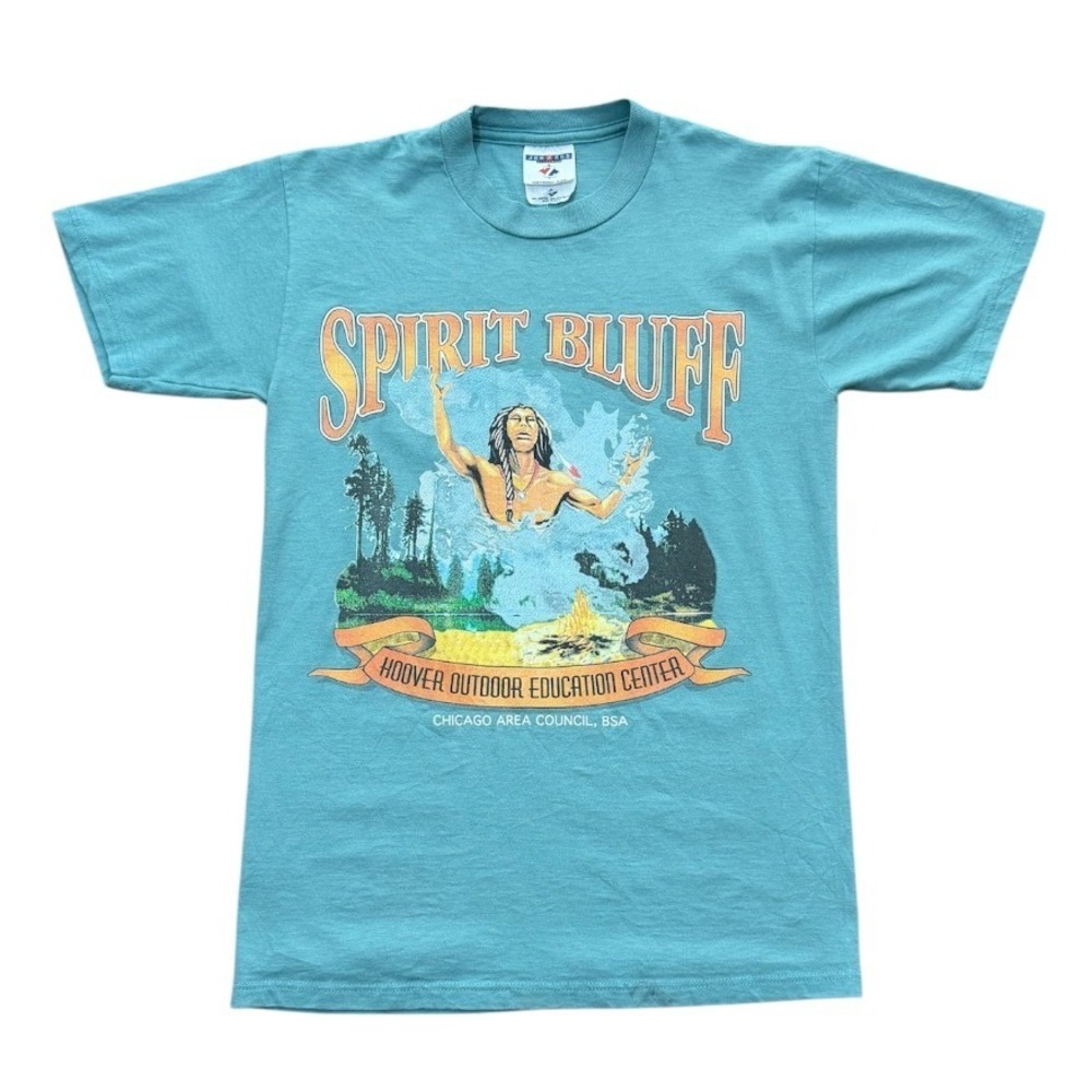 Vintage 90s Spirit Bluff Hoover BSA Aboriginal Chief Nature Art Graphic T-shirt